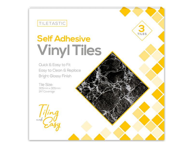 Dark Marble Adhesive Vinyl Floor Tiles 3pk